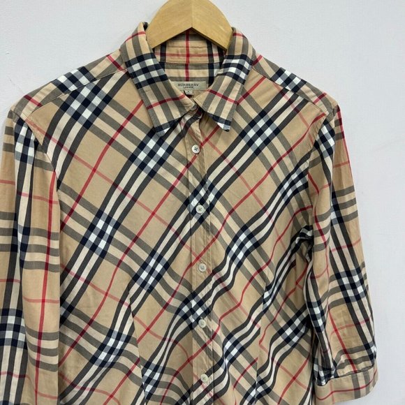 Burberry London Nova Check Shirt Blouse Women's Size L